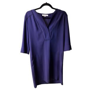 Gerard Darel Womens Blue 3/4 Sleeve V-Neck Mini Shift Dress Size 38